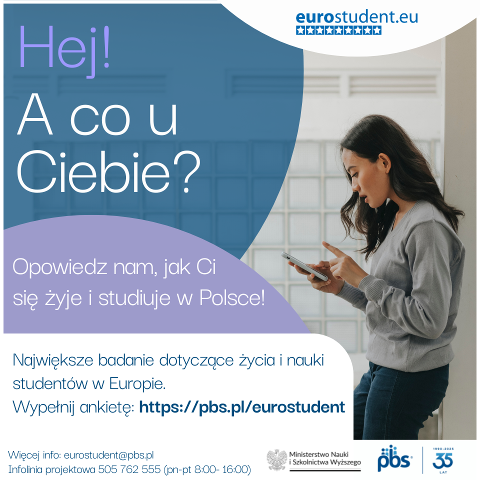 Infografika zachęcająca do udziału w badaniu, dziewczyna pisząca na smartfonie