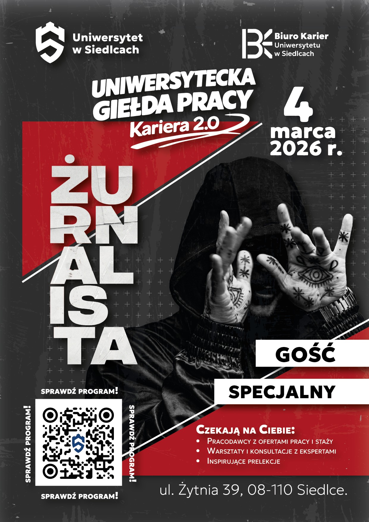 Uniwersytecka Giełda Pracy 2026 plakat 4 marca gość specjalny Żurnalista