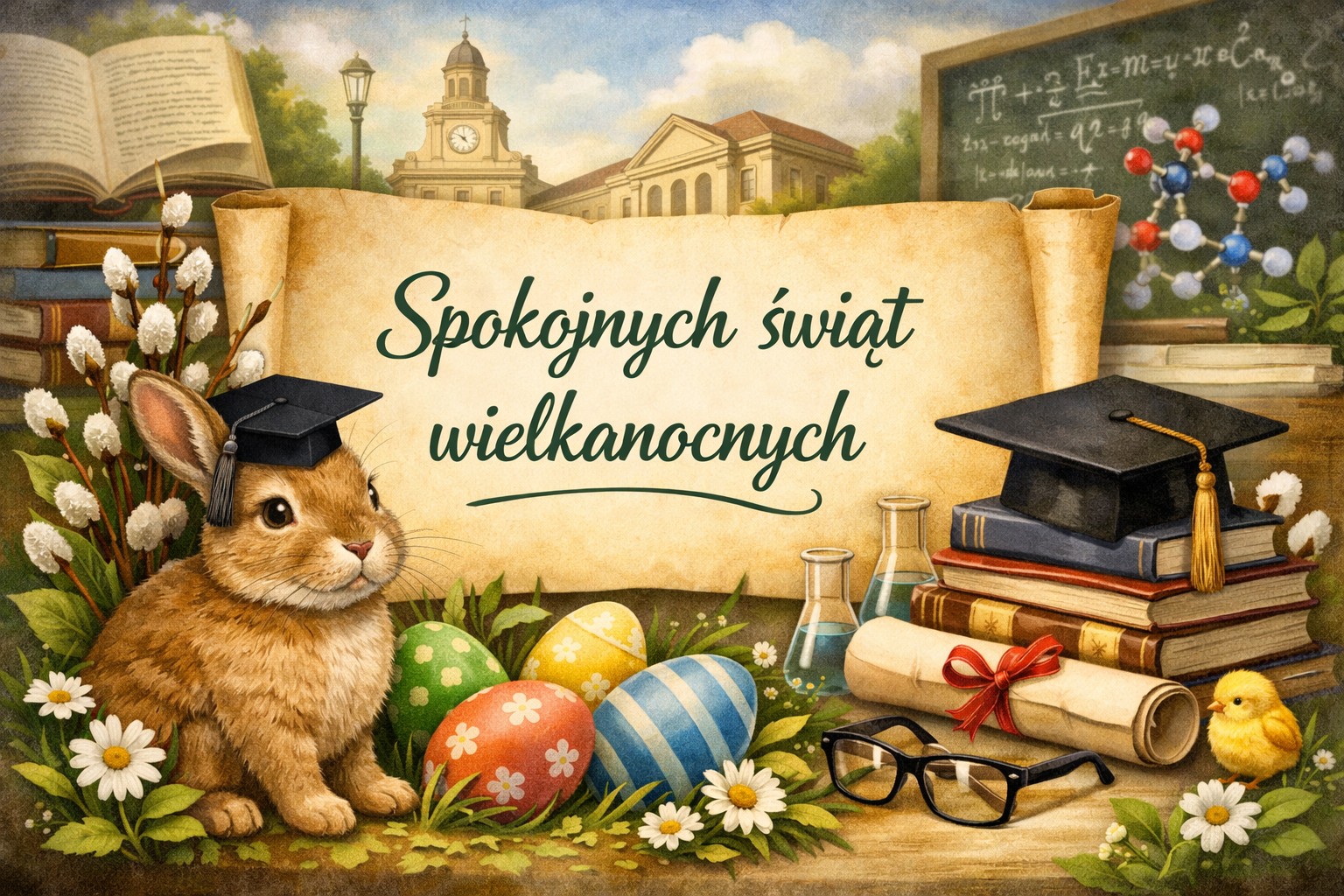 Karta z życzeniami - spokojnych świąt wielkanocnych