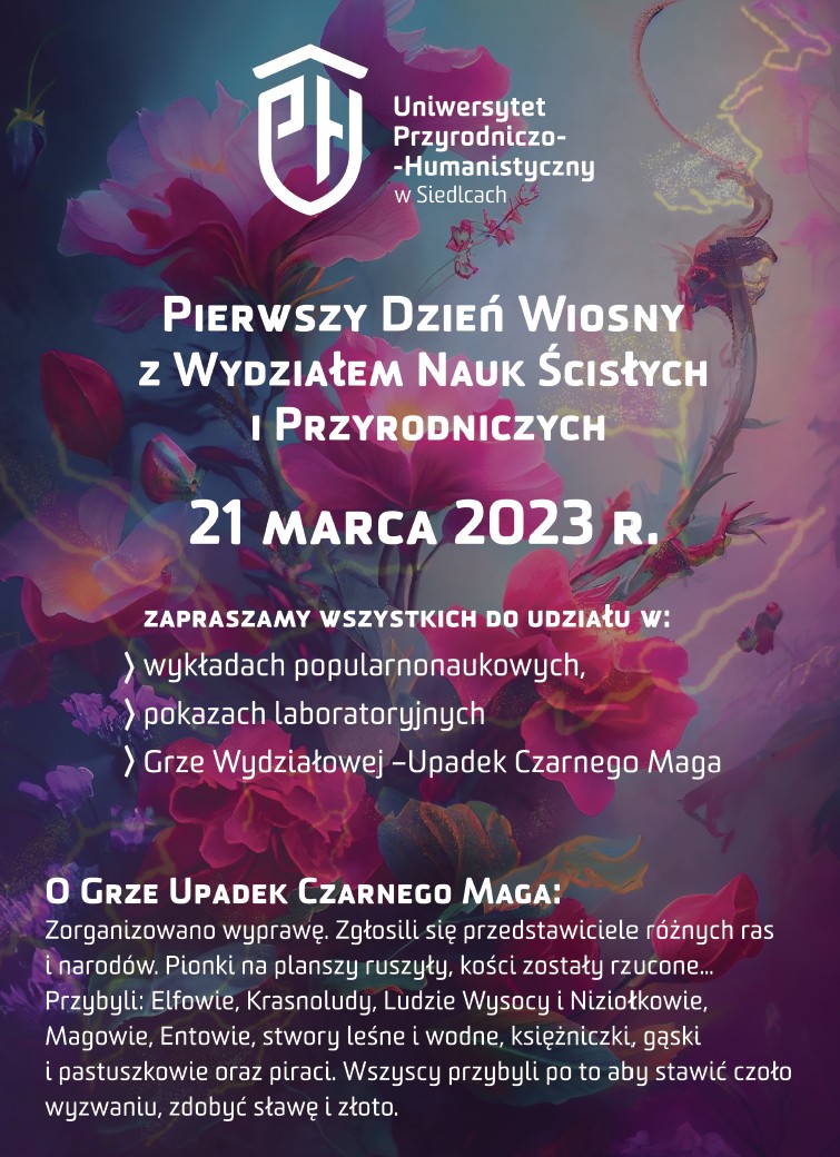 Plakat informacyjny - Pierwszy dzień wiosny z WNSP 21 marca 2023