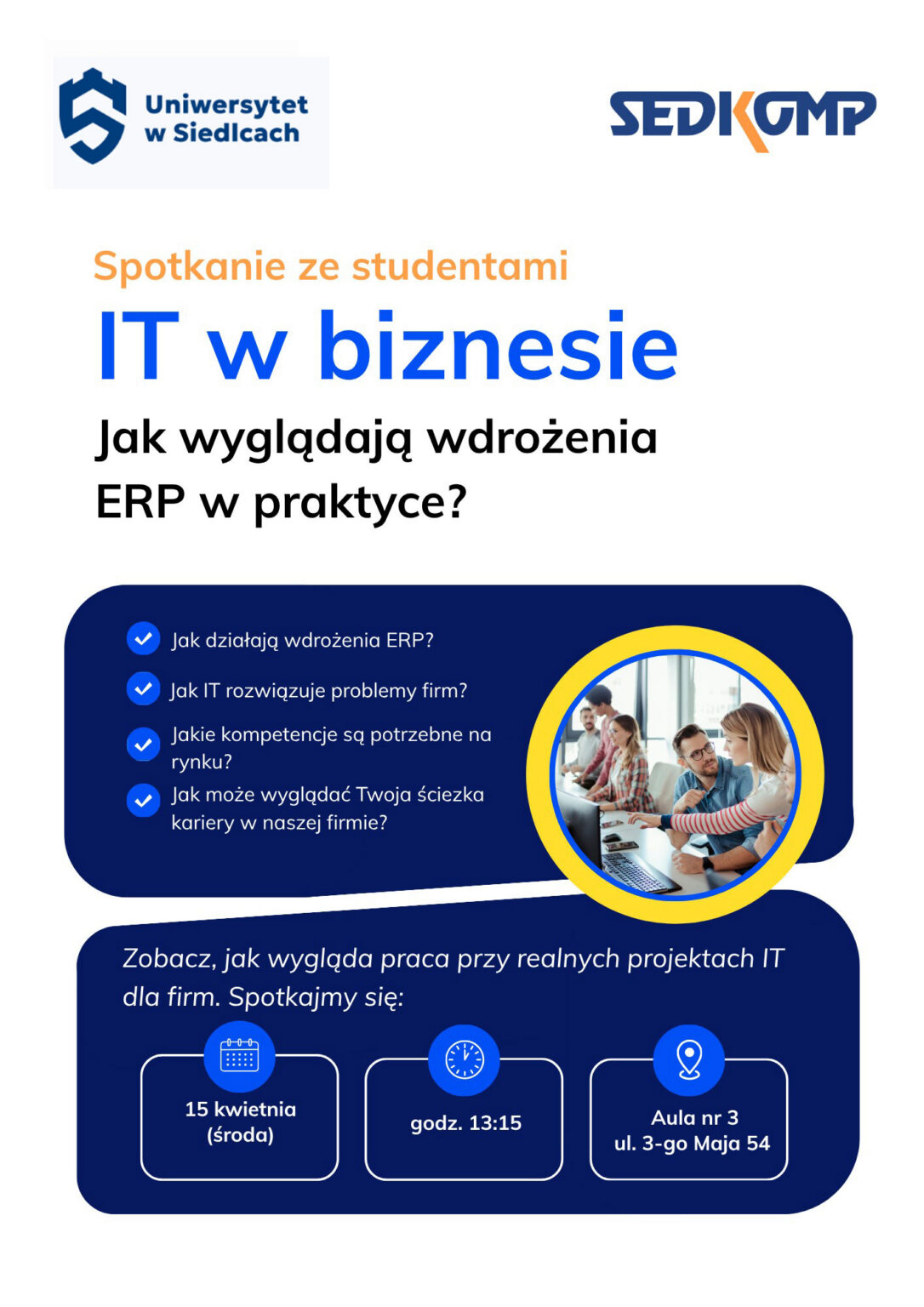 Zaproszenie na spotkanie z SEDKOMP - jak wyglądają wdrożenia ERP w praktyce - 15.04.2026